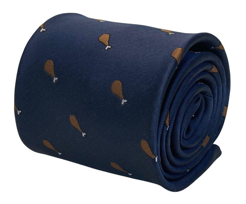 navy mens tie with chicken drumstick quirky design